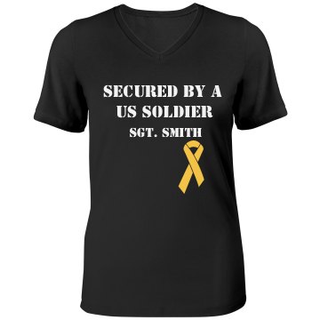 Secured By My Soldier Misses Relaxed Fit Anvil V-Neck Tee