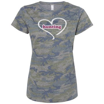 I Love Hunting Misses Relaxed Fit Code V Jersey Pink Camo Tee