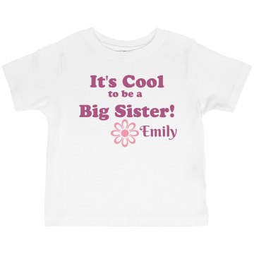 Cool to be a Big Sister Toddler American Apparel 3/4 Sleeve Baseball Tee