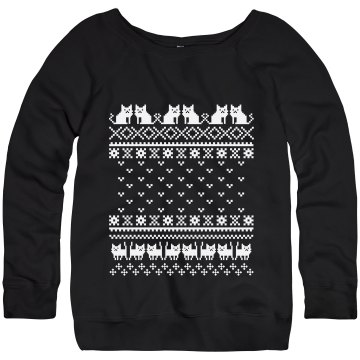 Cat Sweater Junior Fit Bella Triblend Slouchy Wideneck Sweatshirt