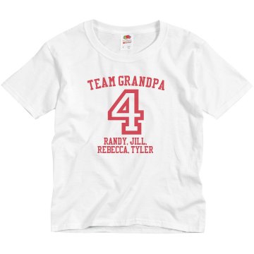 Team Grandpa Youth Anvil 3/4 Sleeve Raglan Baseball Tee