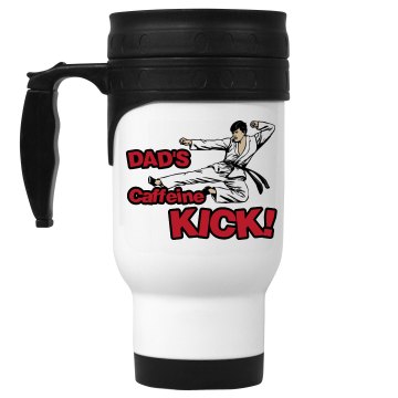 Dad's Caffeine KICK! 14oz White Stainless Steel Travel Mug