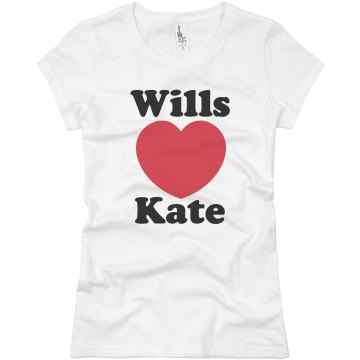 Wills and Kate Heart Junior Fit Basic Bella Favorite Tee