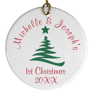 1st Christmas Together Porcelain Circle Ornament