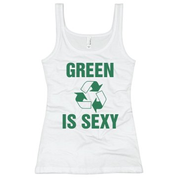 Being Green Is Sexy Junior Fit Bella Sheer Longer Length Rib Tank Top