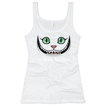 Were All Mad Cheshire Cat Junior Fit Bella Longer Length 1x1 Rib Tank Top