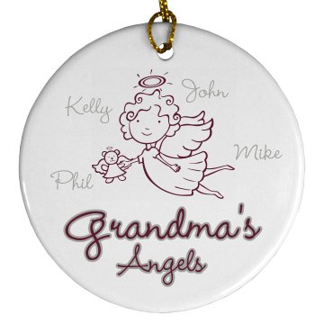 Grandma's Angels Porcelain Circle Ornament