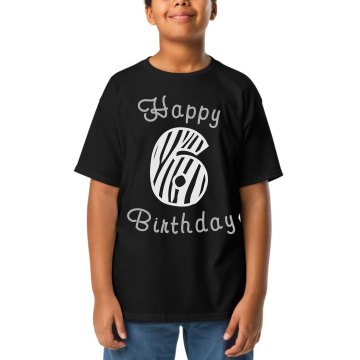 Rhinestone 6 Birthday Tee Youth Gildan Ultra Cotton Crew Neck Tee