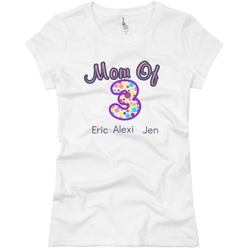 Mom Of Three Junior Fit Basic Bella Favorite Tee