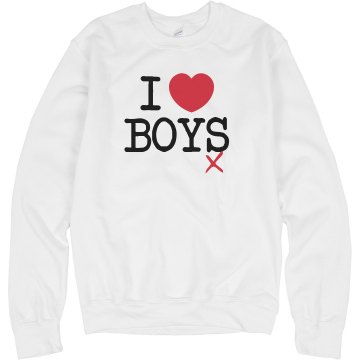 I Heart Boy Crewneck Unisex Hanes Crew Neck Sweatshirt