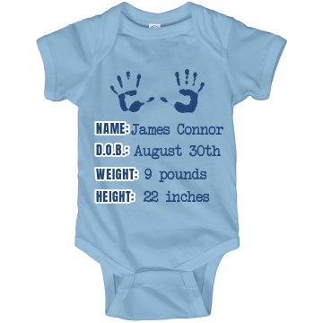 Blue Baby Announcement Infant Rabbit Skins Lap Shoulder Creeper