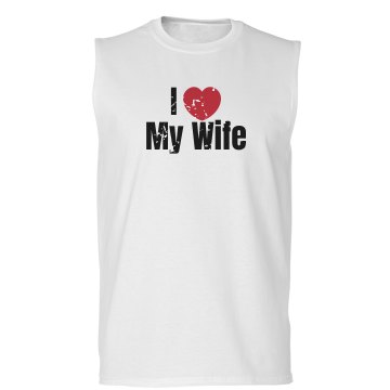 Distressed I 3 My Wife  Unisex Basic Gildan Ultra Cotton Sleeveless Tee