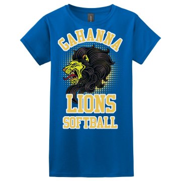 Gahanna Lions Softball Misses Relaxed Fit Gildan Heavy Cotton Tee