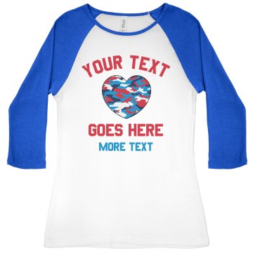 I Heart My Marine  Junior Fit Bella 1x1 Rib 3/4 Sleeve Raglan Tee
