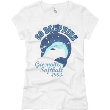 Go Dolphins Softball 1983 Junior Fit Basic Bella Favorite Tee