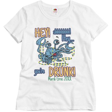 Mardi Gras Drunk Crab Misses Relaxed Fit Basic Gildan Ultra Cotton Tee