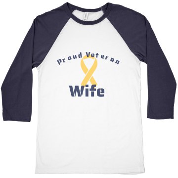 Proud Veteran Wife Junior Fit Bella 1x1 Rib Cap Sleeve Raglan Tee