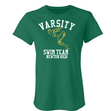 Varsity Swim Team Junior Fit Bella Crewneck Jersey Tee