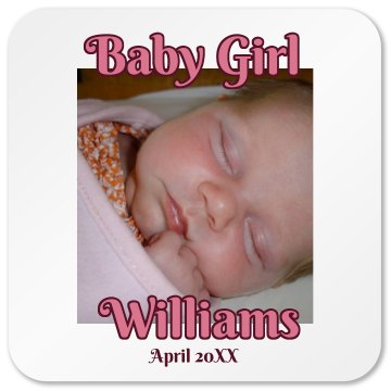Baby Girl Magnet Square Plastic Coaster with Cork Back