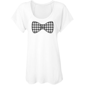 Houndstooth Bowtie Misses Bella Flowy Lightweight Raglan Tee