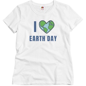I Heart Earth Day Junior Fit Bella Sheer Longer Length Rib Tee