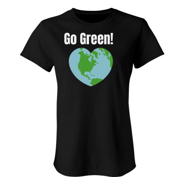 Go Green Heart Tee Junior Fit Bella Crewneck Jersey Tee