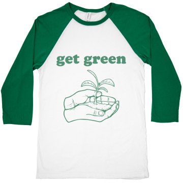 Get Green Ringer Junior Fit Bella 1x1 Rib Ringer Tee