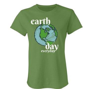 Earth Day Globe Tee Junior Fit Bella Crewneck Jersey Tee