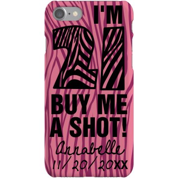 Pink 21 Zebra Case Plastic iPhone 5 Case Black