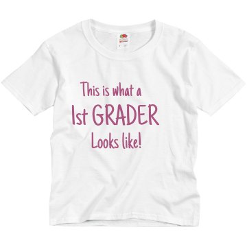 1st Grader Youth Bella Girl 1x1 Rib Cap Sleeve Tee