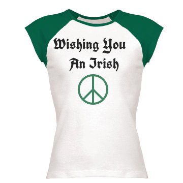 Wishing You Irish Peace Junior Fit Bella 1x1 Rib Ringer Tee