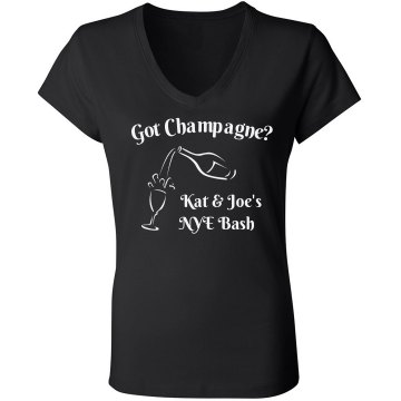 New Year's Eve Bash Junior Fit Bella Long Sleeve Sheer Longer Length Rib V-Neck Tee