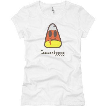 Halloween Zombie Corn Junior Fit Basic Bella Favorite Tee