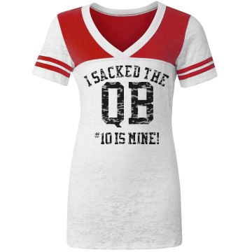 The QB is Mine Junior Fit Bella Slit V-Neck Tee