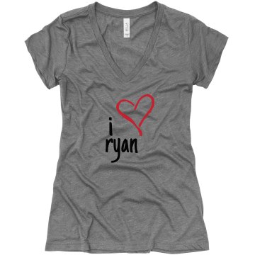 I Heart Ryan Junior Fit Bella Triblend Deep V Neck Tee
