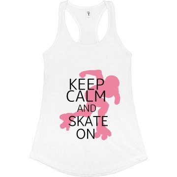 Keep Calm And Skate On Junior Fit Bella Sheer Longer Length Rib Racerback Tank Top