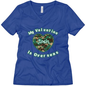 My Valentine Is Overseas Misses Relaxed Fit Anvil V-Neck Tee