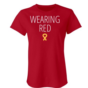 Wearing Red w/ Back Junior Fit Bella Sheer Longer Length Rib Tee