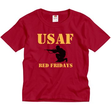 USAF Red Fridays w/ Back Youth Gildan Ultra Cotton Crew Neck Tee