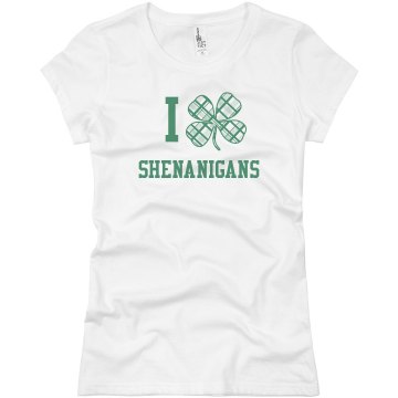 I Heart Shenanigans Junior Fit Bella Sheer Longer Length Rib Tee