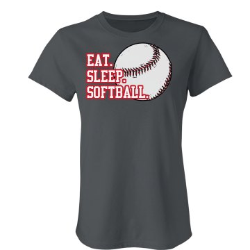 Eat Sleep Softball Junior Fit Bella Crewneck Jersey Tee
