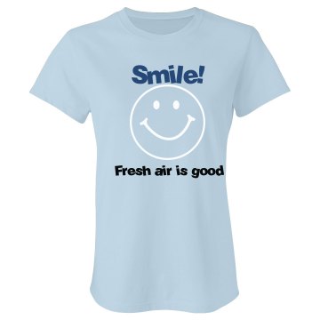 Smile For Fresh Air! Junior Fit Bella Crewneck Jersey Tee