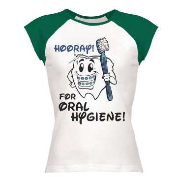 Hooray For Oral Hygiene Junior Fit Bella 1x1 Rib Ringer Tee