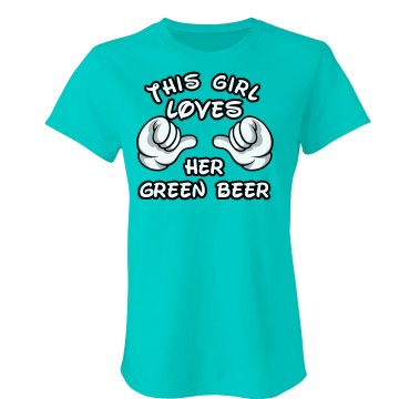 She Loves Green Beer Junior Fit American Apparel Fine Jersey Tee