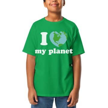 I Heart My Planet Youth Gildan Ultra Cotton Crew Neck Tee
