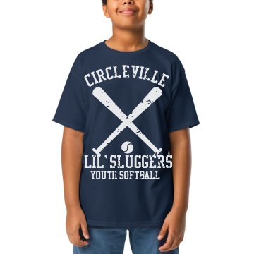 Kids Softball Distress Youth Gildan Ultra Cotton Crew Neck Tee