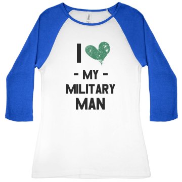 I Heart My Marine T Junior Fit Bella 1x1 Rib 3/4 Sleeve Raglan Tee