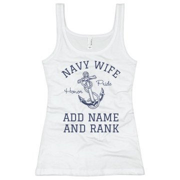 Nauti Wife Navy Tank Junior Fit Basic Bella 2x1 Rib Tank Top