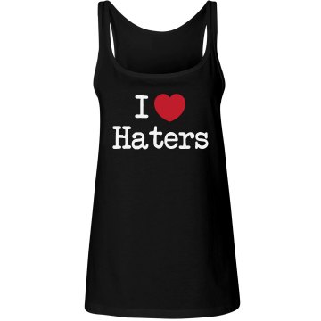 I Love Haters Juniors Junior Fit Bella 1x1 Rib Ringer Tee