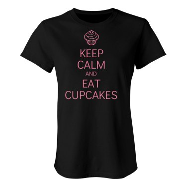 Keep Calm & Eat Cupcakes Junior Fit Bella Double V Sheer Jersey Tee